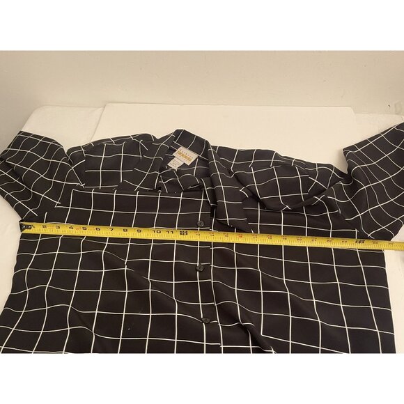 Vtg Women's PLUS Size 14/16 Window Pane-Plaid Tunic Button Up 3/4 Sleeve Shirt - Picture 7 of 8